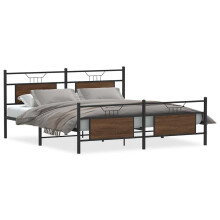 (brown oak, 183 x 203 cm) vidaXL Metal Bed Frame without Mattress double bed
