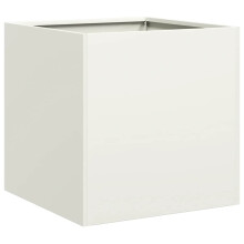 vidaXL Planter White 40x40x40 cm Cold-rolled Steel plant pot plant stand