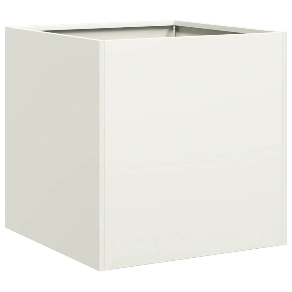 vidaXL Planter White 40x40x40 cm Cold-rolled Steel plant pot plant stand