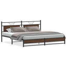 vidaXL Metal Bed Frame without Mattress Brown Oak 193x203 cm double bed