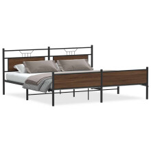 vidaXL Metal Bed Frame without Mattress Brown Oak 193x203 cm double bed