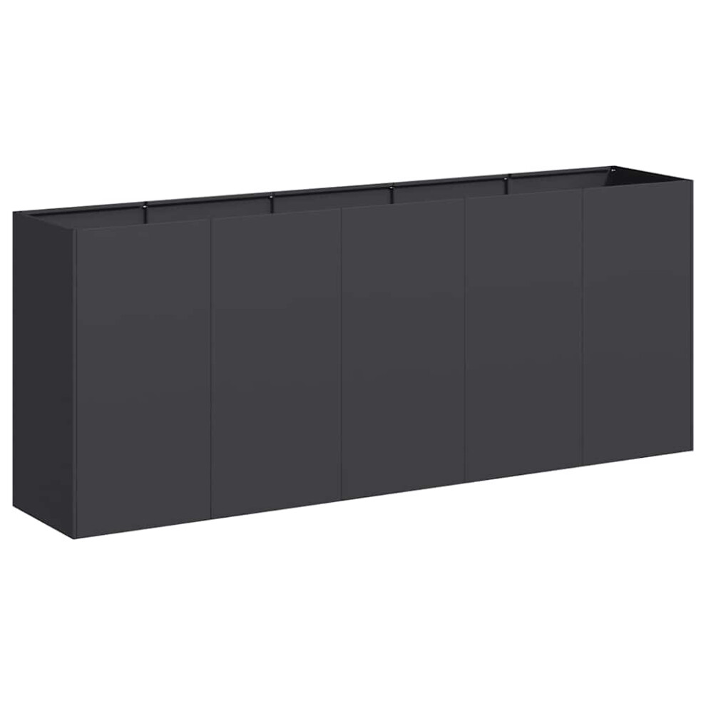 Vidaxl (Steel/Black, 200 X 40 X 80 Cm) Planter Outdoor Flower Pot Garden Raised Bed Patio Plant Pot Steel