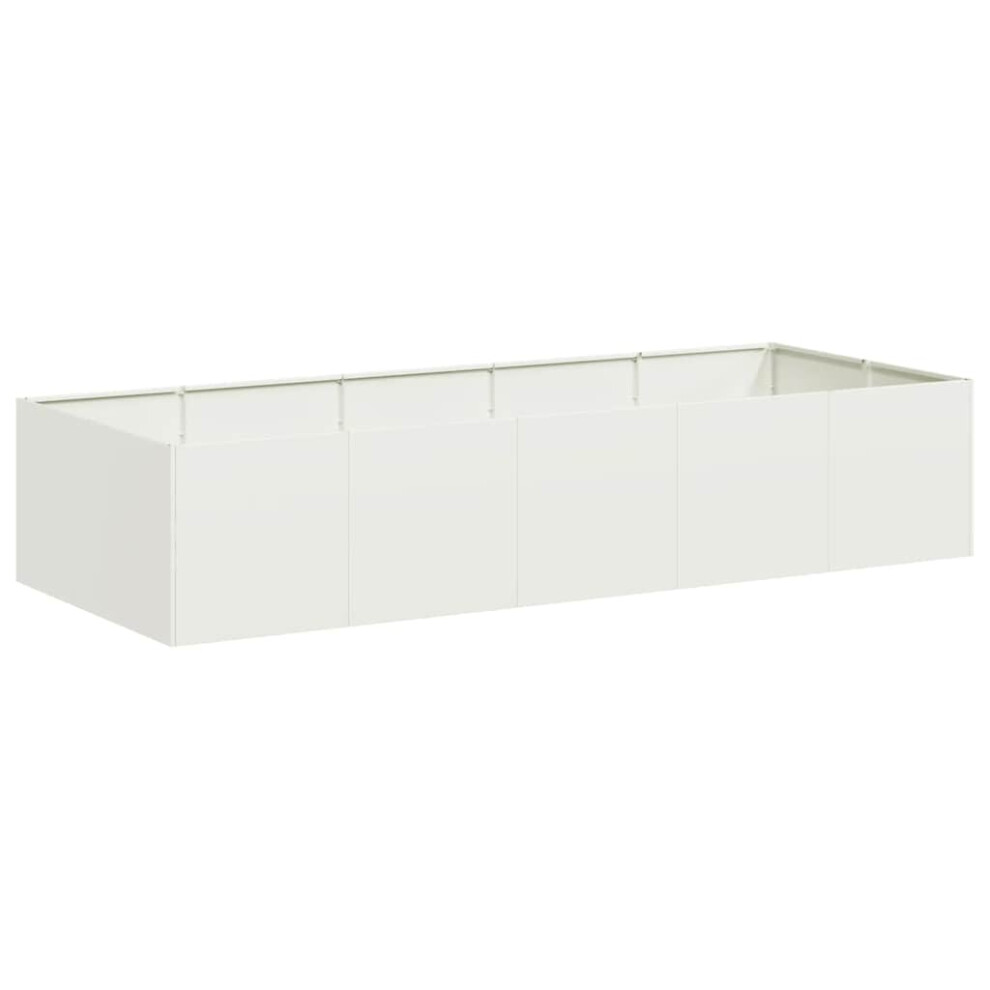 Vidaxl (Steel/White, 200 X 80 X 40 Cm) Planter Outdoor Flower Pot Garden Raised Bed Patio Plant Pot Steel