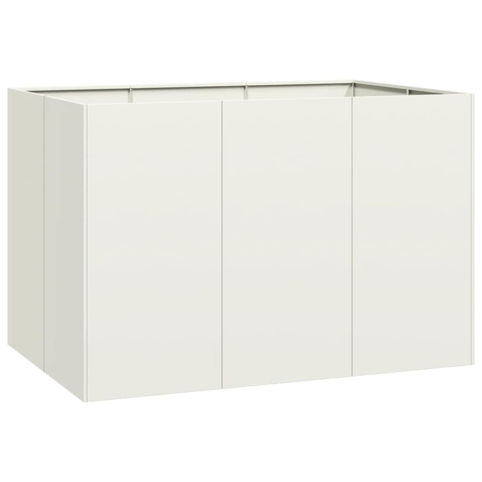 Vidaxl Planter White 120X80x80 Cm Steel Plant Pot Plant Stand Raise Bed