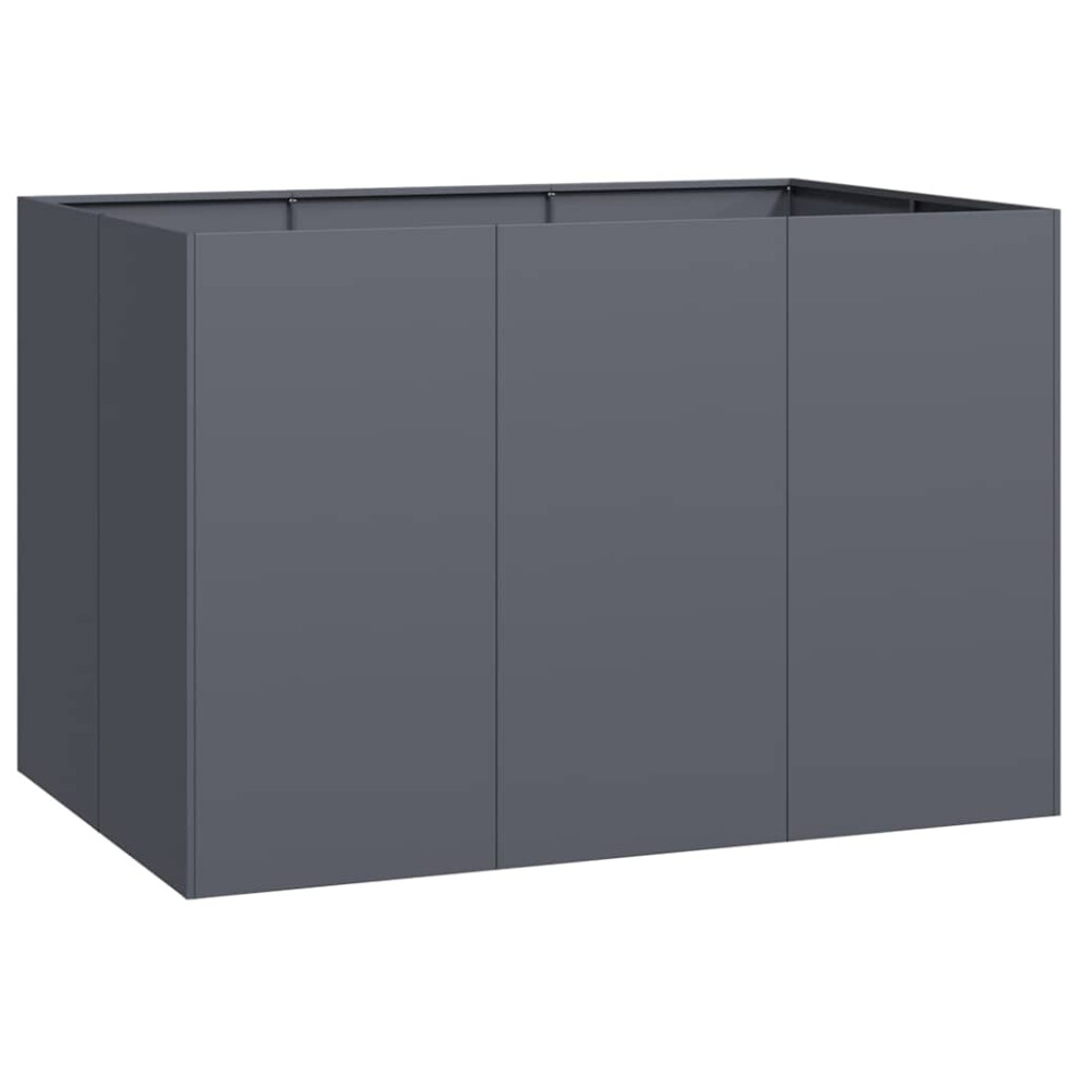 Vidaxl Planter Anthracite 120X80x80 Cm Steel Plant Pot Plant Stand Raise Bed