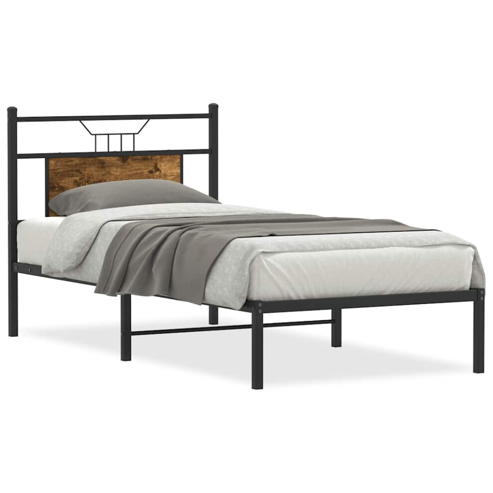 Vidaxl (Smoked Oak, 80 X 200 Cm) Bed Frame Without Mattress Smoked Oak 90X190 Cm Single Engineered Wood