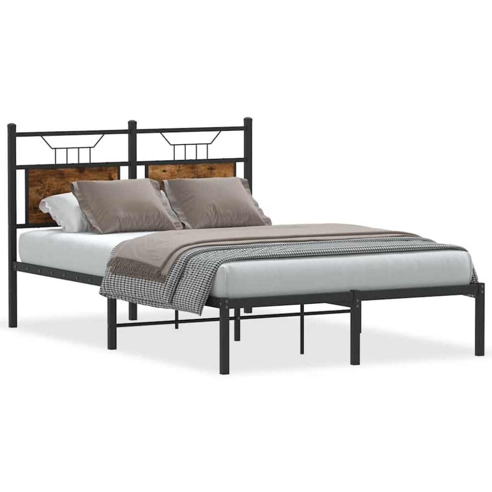 Vidaxl (Smoked Oak, 120 X 200 Cm) Bed Frame Without Mattress Smoked Oak 90X190 Cm Single Engineered Wood