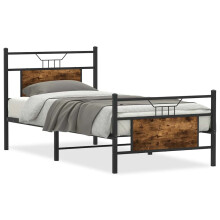 (smoked oak, 90 x 200 cm) vidaXL Bed Frame without Mattress Smoked Oak 90x190 cm Single Engineered Wood