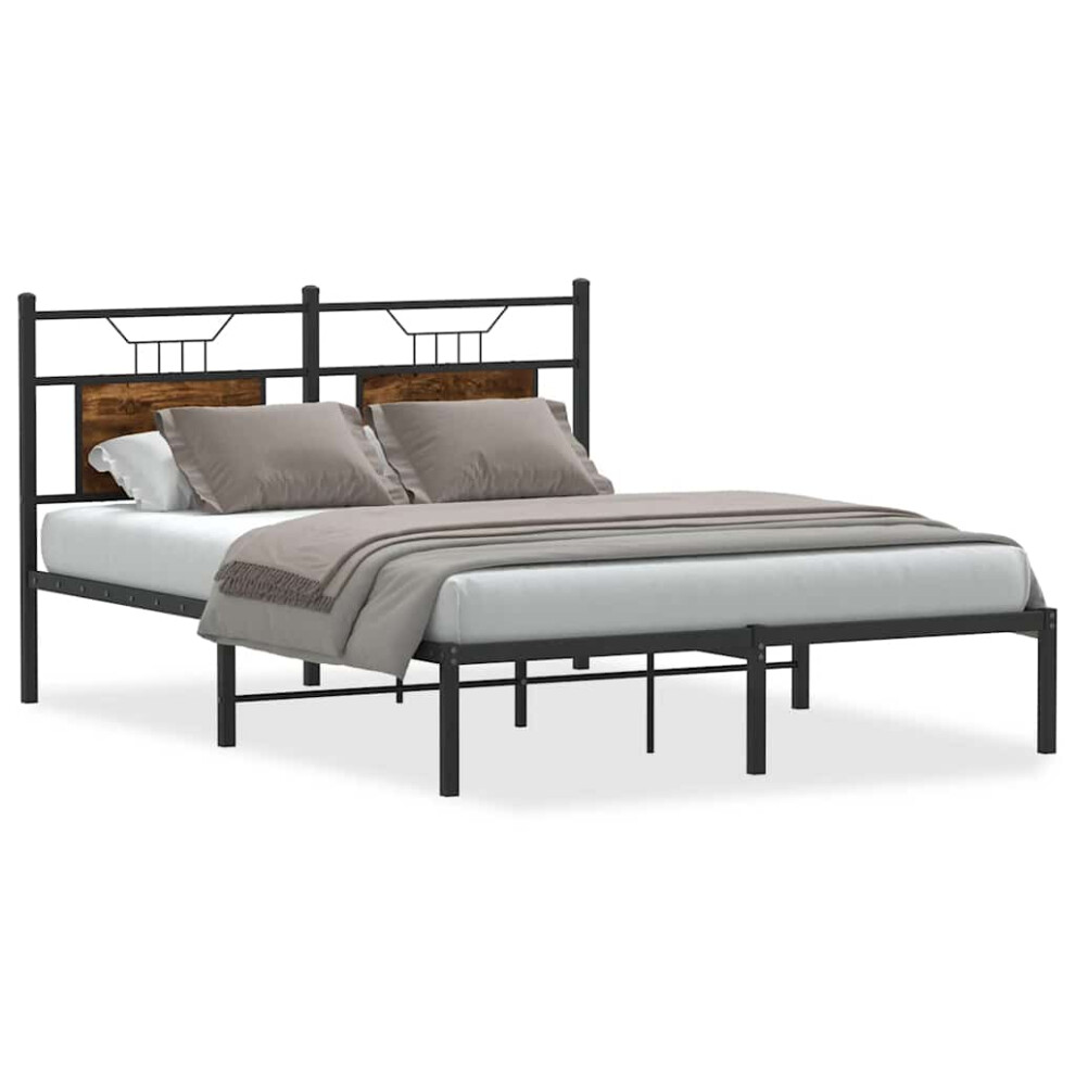 Vidaxl (Smoked Oak, 140 X 190 Cm) Bed Frame Without Mattress Smoked Oak 90X190 Cm Single Engineered Wood