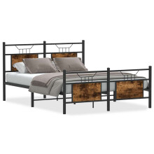 (smoked oak, 140 x 190 cm) vidaXL Bed Frame without Mattress Smoked Oak 90x190 cm Single Engineered Wood