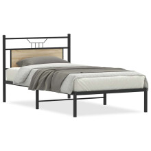 (sonoma oak, 107 x 203 cm) vidaXL Bed Frame without Mattress Smoked Oak 90x190 cm Single Engineered Wood