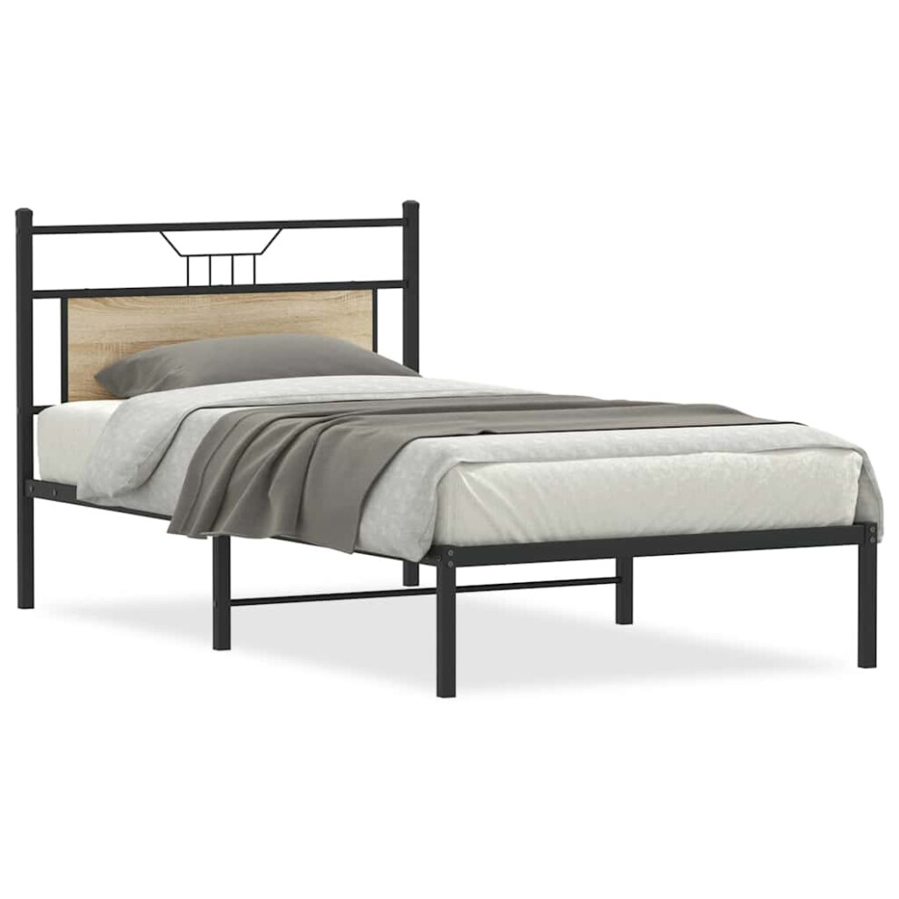 Vidaxl (Sonoma Oak, 107 X 203 Cm) Bed Frame Without Mattress Smoked Oak 90X190 Cm Single Engineered Wood