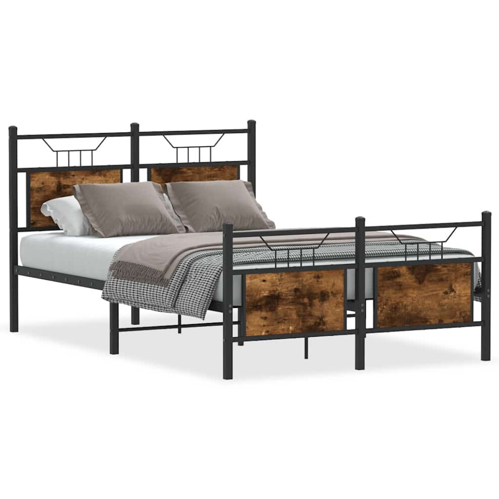Vidaxl (Smoked Oak, 120 X 200 Cm) Bed Frame Without Mattress Smoked Oak 90X190 Cm Single Engineered Wood