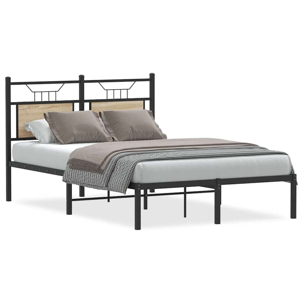 Vidaxl (Sonoma Oak, 120 X 200 Cm) Bed Frame Without Mattress Smoked Oak 90X190 Cm Single Engineered Wood