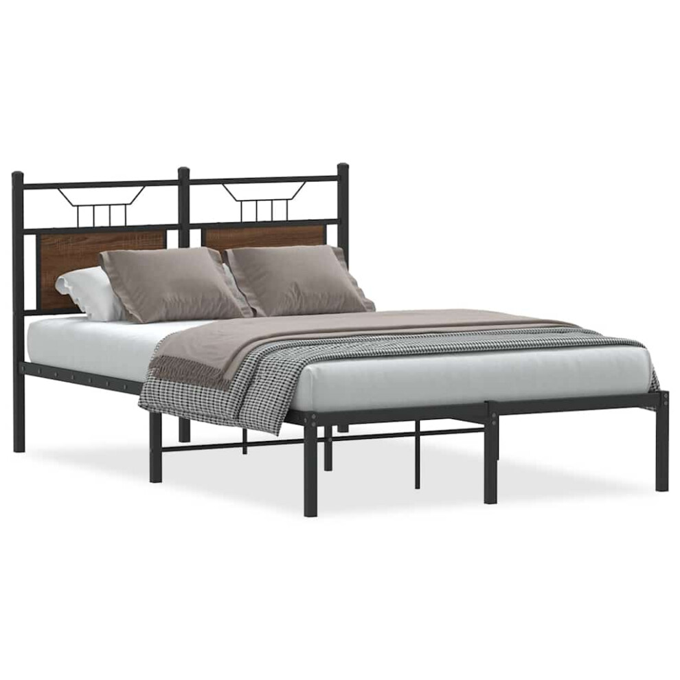Vidaxl (Brown Oak, 120 X 200 Cm) Bed Frame Without Mattress Smoked Oak 90X190 Cm Single Engineered Wood