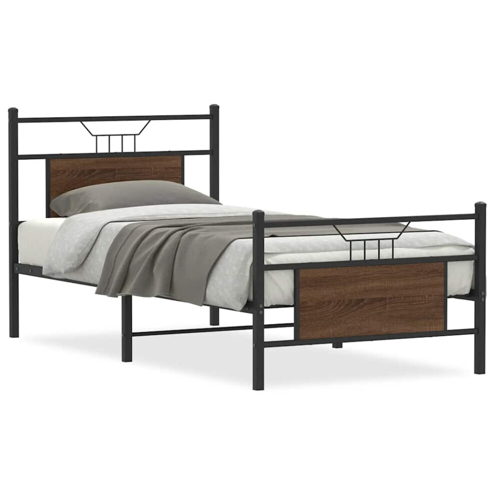 Vidaxl (Brown Oak, 90 X 200 Cm) Bed Frame Without Mattress Smoked Oak 90X190 Cm Single Engineered Wood