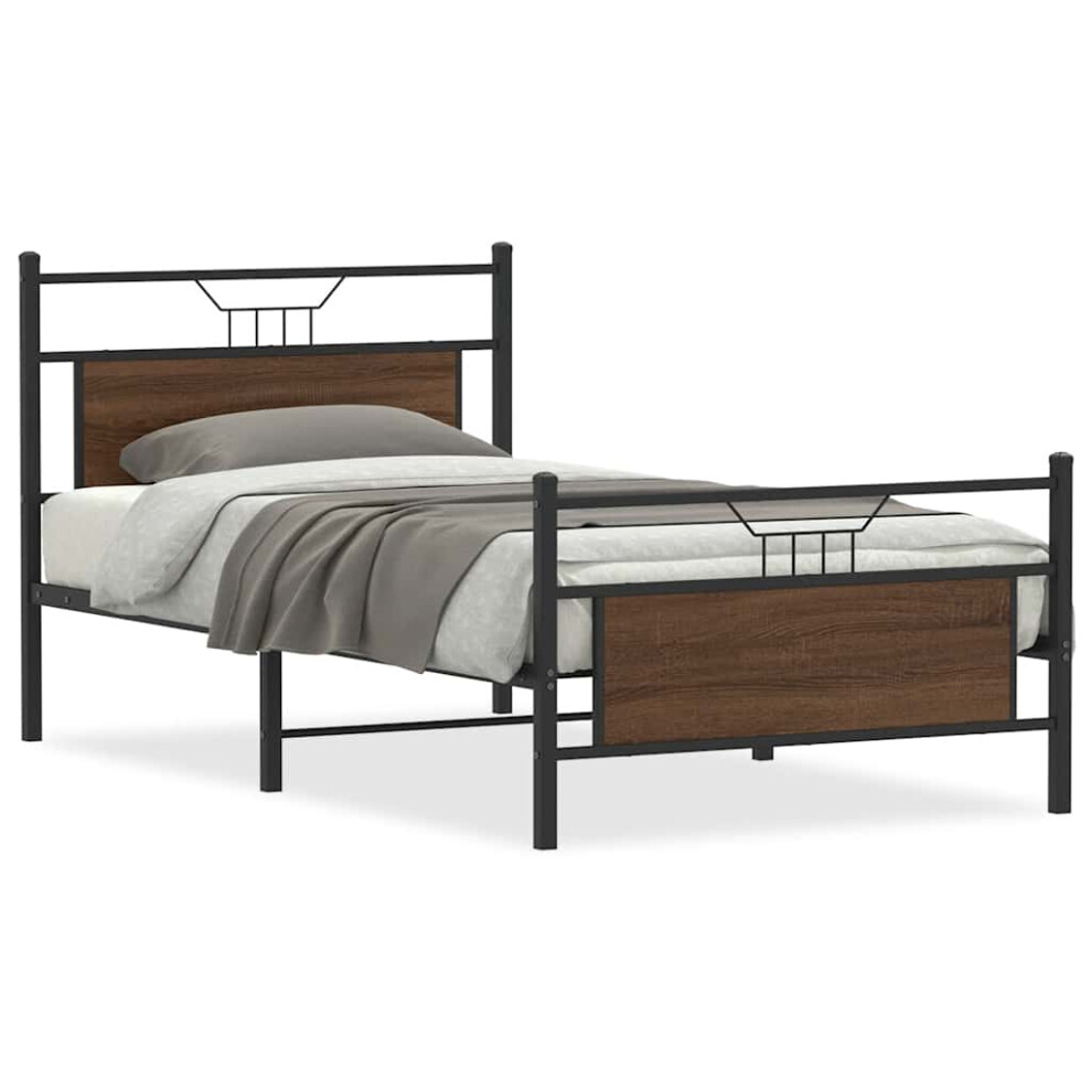 (brown oak, 100 x 200 cm) vidaXL Bed Frame without Mattress Smoked Oak 90x190 cm Single Engineered Wood