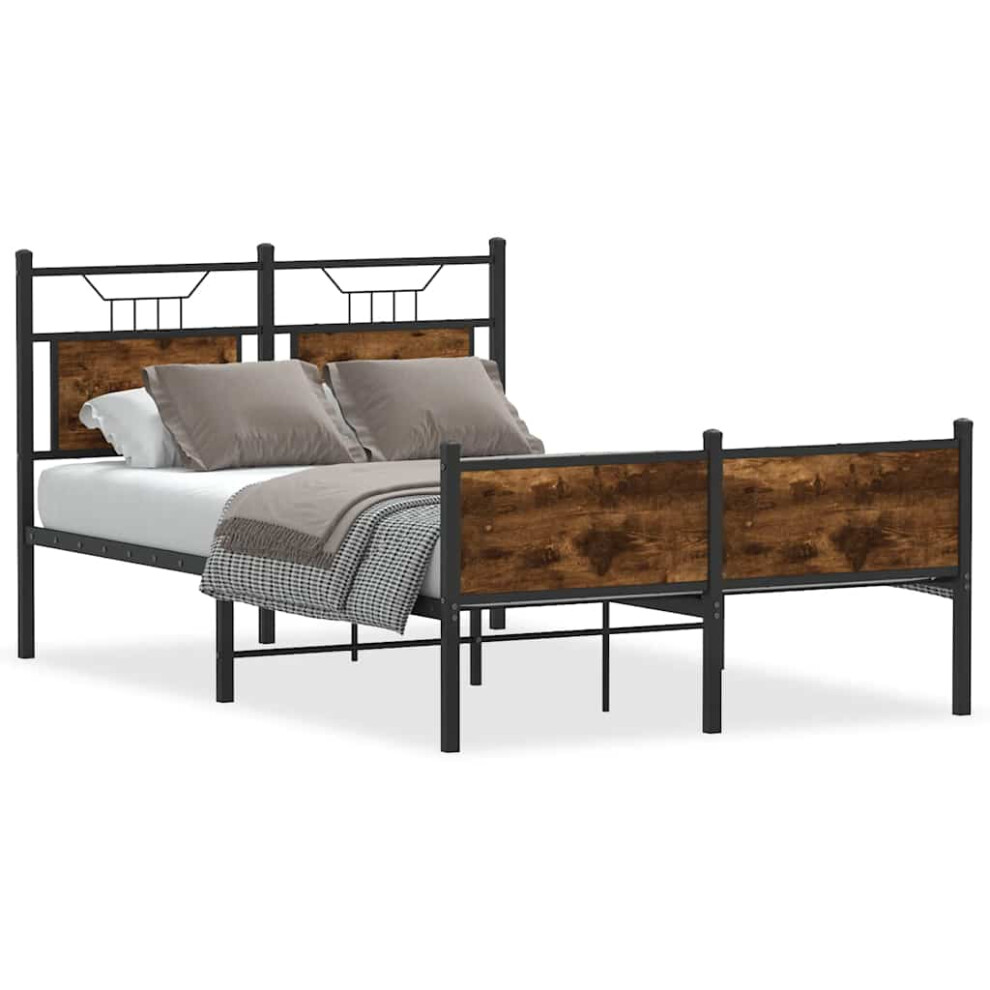 Vidaxl (Smoked Oak, 120 X 200 Cm) Bed Frame Without Mattress Smoked Oak 90X190 Cm Single Engineered Wood