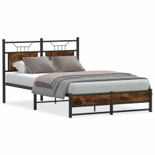 (smoked oak, 120 x 200 cm) vidaXL Metal Bed Frame without Mattress double bed
