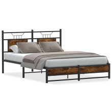 (smoked oak, 140 x 190 cm) vidaXL Metal Bed Frame without Mattress double bed