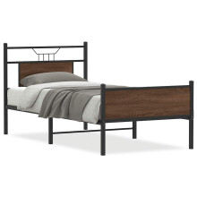 (brown oak, 90 x 200 cm) vidaXL Bed Frame without Mattress Smoked Oak 90x190 cm Single Engineered Wood