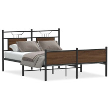 (brown oak, 140 x 200 cm) vidaXL Bed Frame without Mattress Smoked Oak 90x190 cm Single Engineered Wood