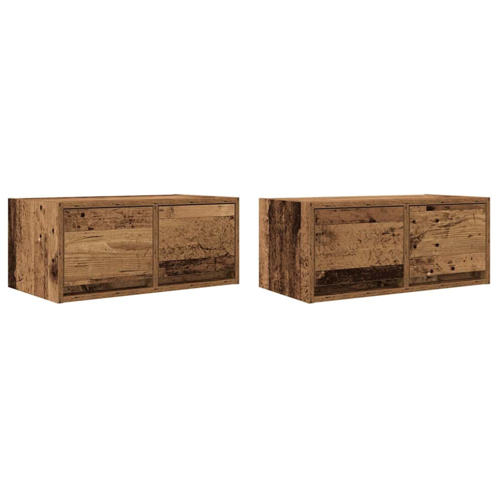 Vidaxl Tv Cabinets 2 Pcs Old Wood 60X31x25.5 Cm Engineered Wood Tv Bench