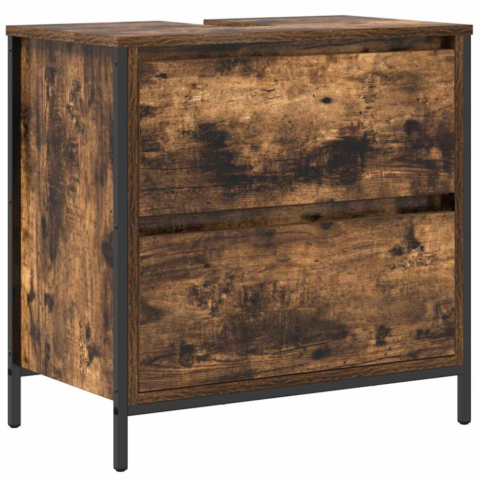 Vidaxl Bathroom Basin Cabinet With Drawers Smoked Oak 60X34.5x60 Cm