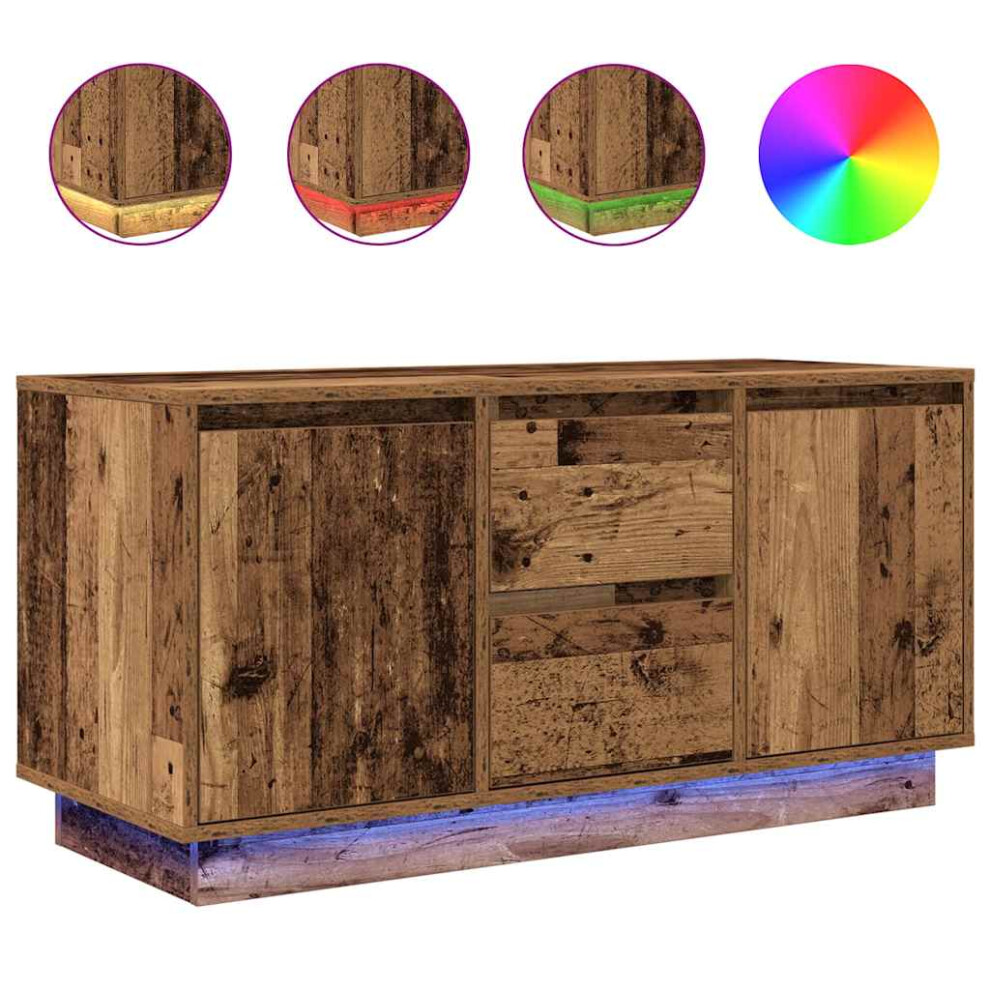 Vidaxl (Old Wood, 100 Cm) Tv Cabinet With Led Lights Old Wood 193.5X41x50 Cm Tv Stand