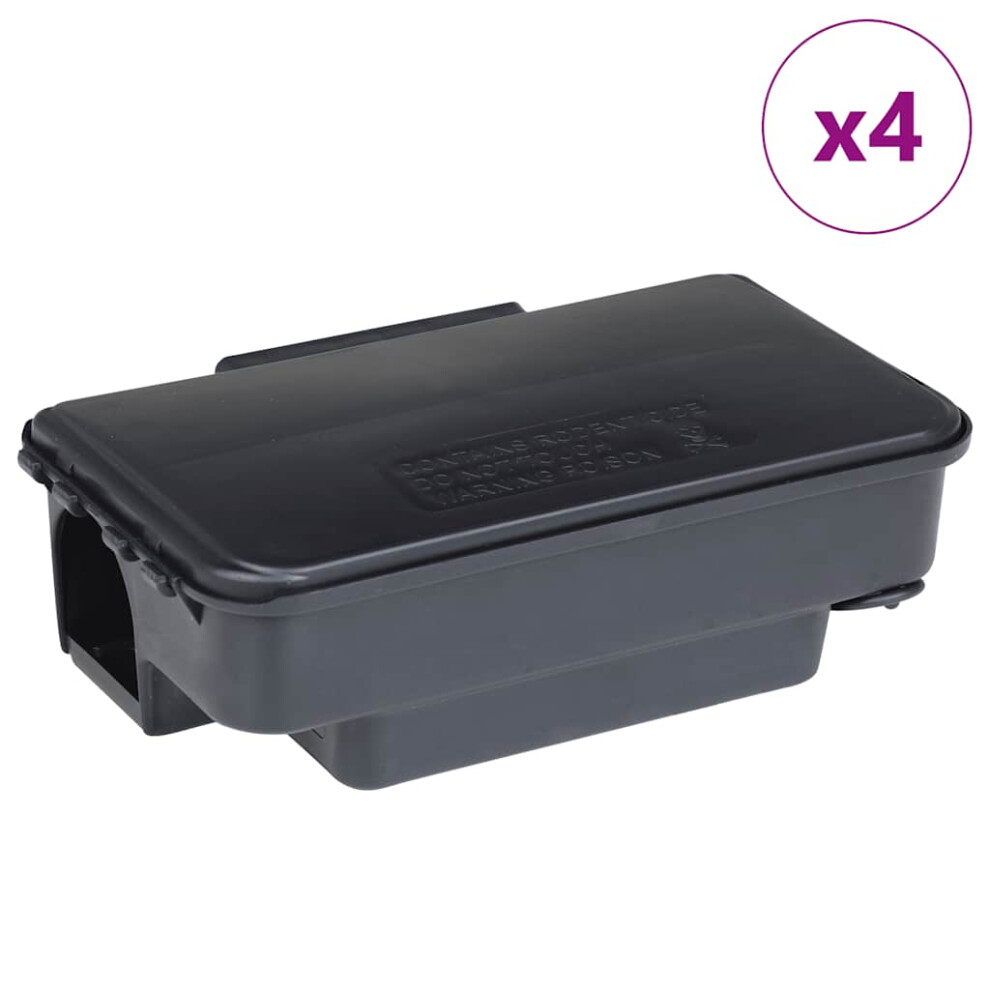 (4 pcs) vidaXL Mouse Traps 6 pcs Black 22x12.5x7.5 cm rat box mouse bait rat bait box
