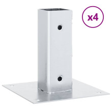 vidaXL Post Bases Square 4 pcs Silver 46x46 mm Galvanised Steel