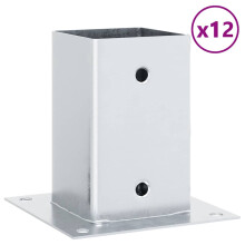 vidaXL Pfostenträger Quadratisch 12 Stk. Silber 91x91mm Stahl Verzinkt