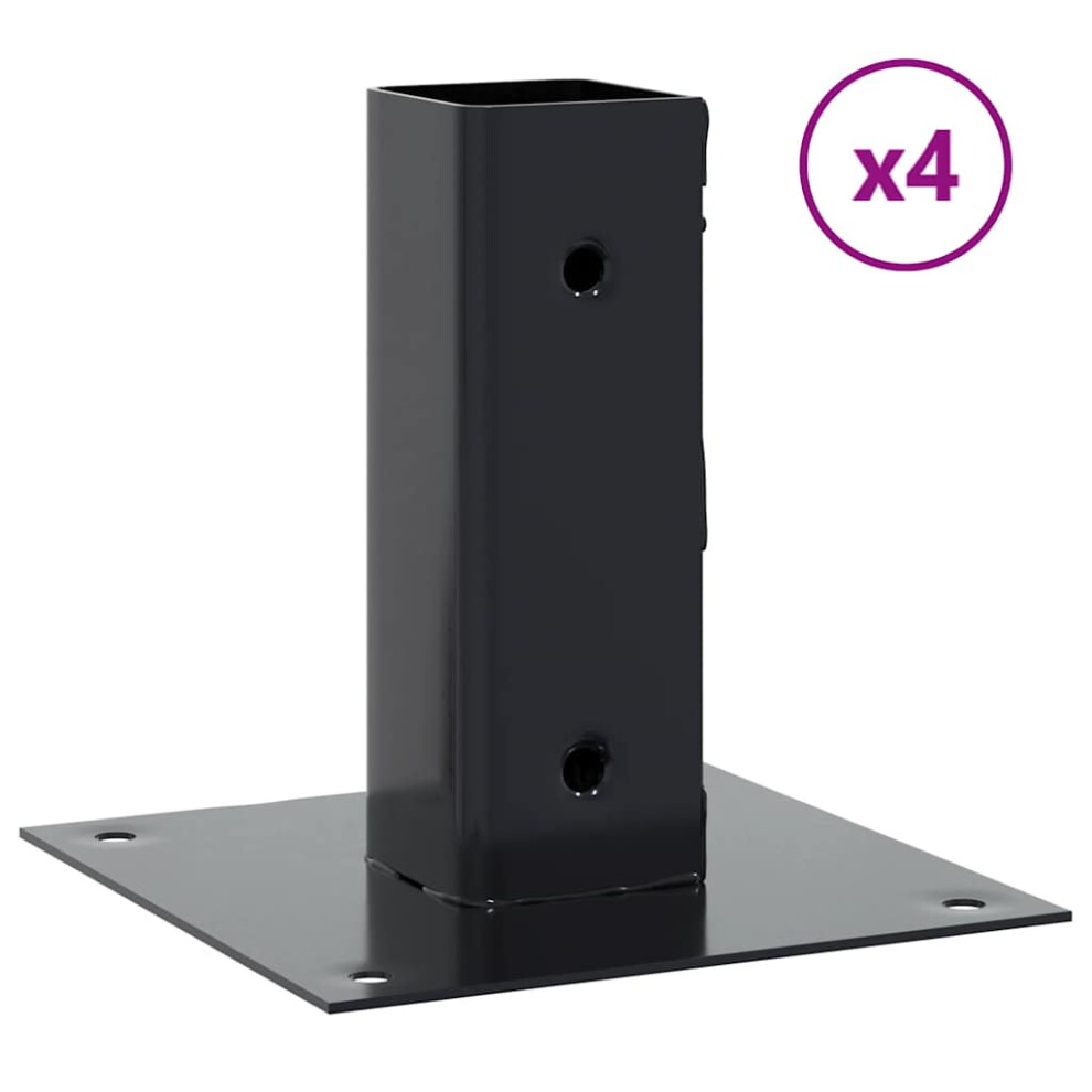 (51 x 51 mm/ 4 pcs) vidaXL Post Bases Square 4 pcs Anthracite 51x51 mm Powder-coated Steel