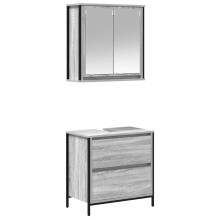 (grey sonoma) vidaXL 2 Piece Bathroom Furniture Set Black Oak Engineered Wood