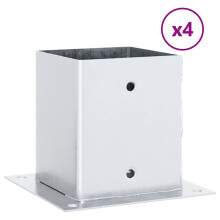 vidaXL Post Bases Square 4 pcs Silver 121x121 mm Galvanised Steel