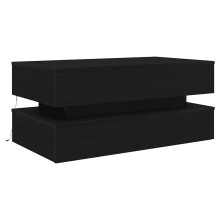 (90 cm) vidaXL Coffee Table with LED Lights Black Oak 90x50x40 cm side table