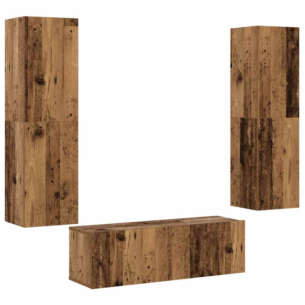 Vidaxl Wall Mounted Tv Cabinets 3 Pcs Old Wood Engineered Wood Tv Stand
