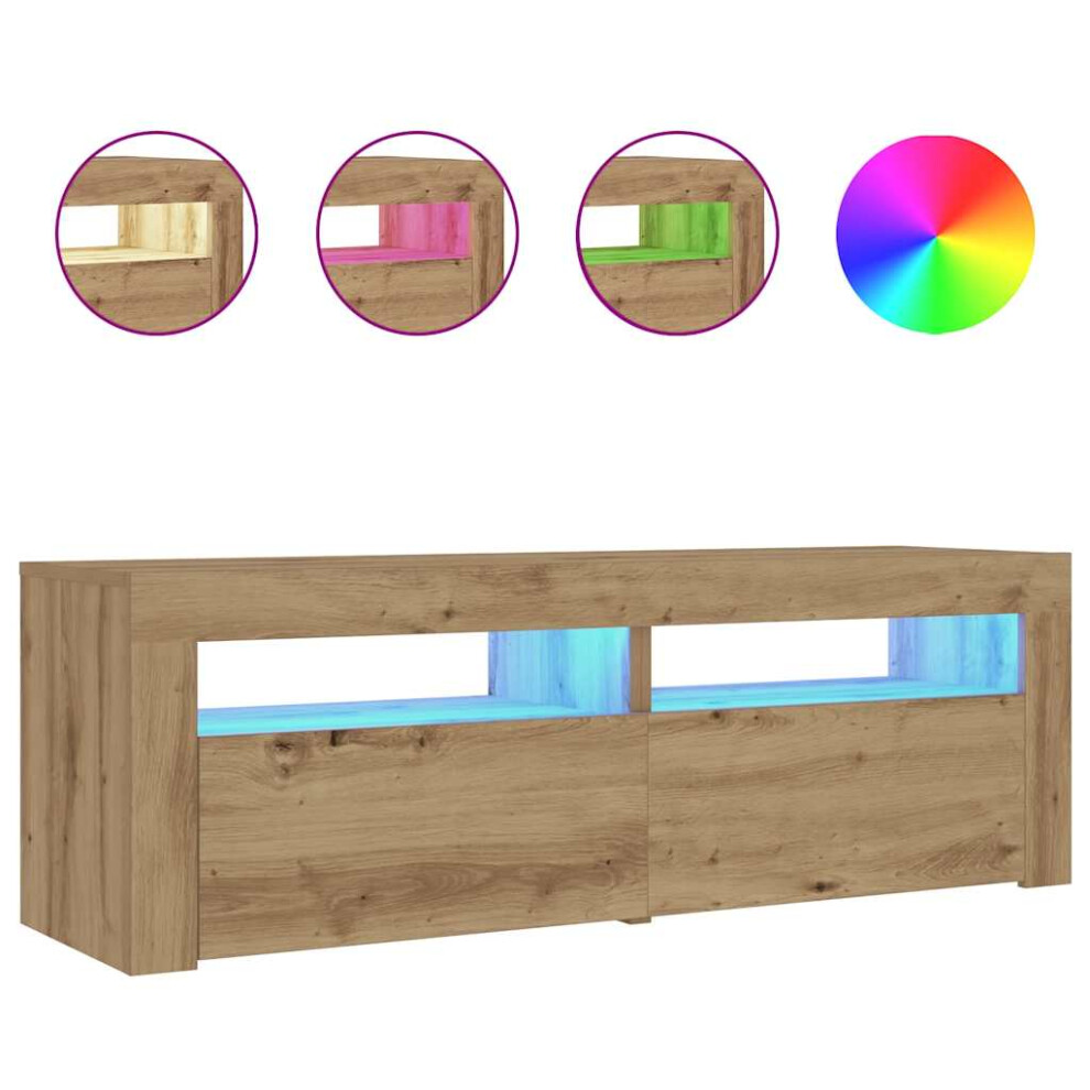 Vidaxl (Artisan Oak) 2X Bedside Cabinets With Leds Nightstand Bed Cabinet Multi Colours