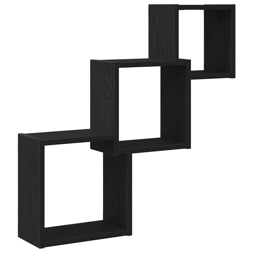 (Black Oak) Vidaxl Cube Wall Shelves Floating Hanging Cabinet Storage Unit Engineered Wood 8721158768285