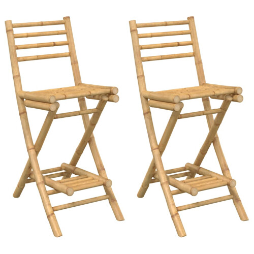 VidaXL vidaXL Outdoor Bar Stools with Footrests 2 pcs Foldable Bamboo