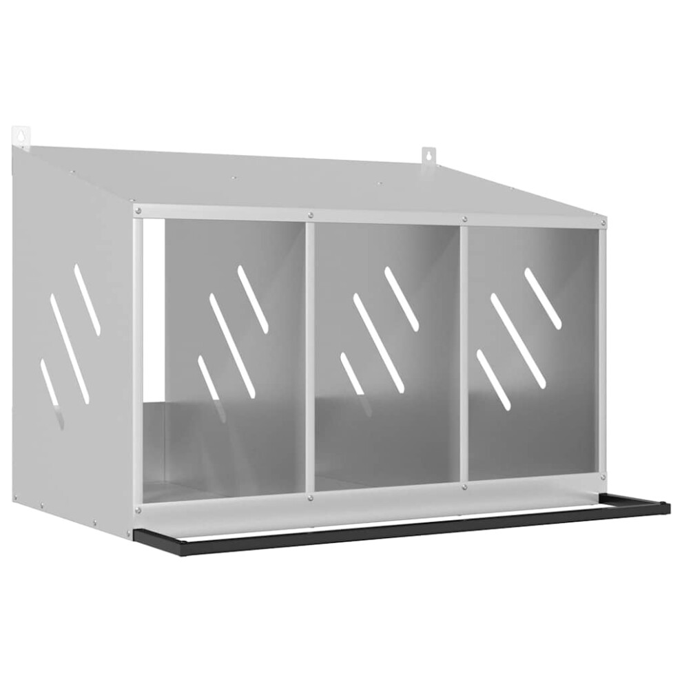 Vidaxl Chicken Nesting Box With 3 Compartments Galvanized Silver Metal