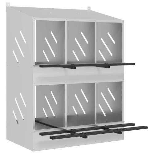 VidaXL vidaXL Chicken Nesting Box with 6 Compartments Galvanized Silver Metal