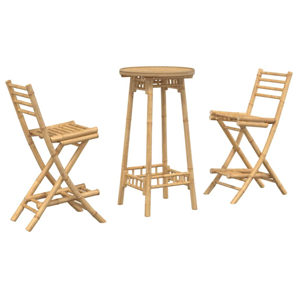 Vidaxl 3 Piece Outdoor Bar Set Foldable Bamboo Garden Bar Set