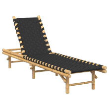 vidaXL Sun Lounger with Black Woven Webbing 55x200x30 cm Bamboo sunbed