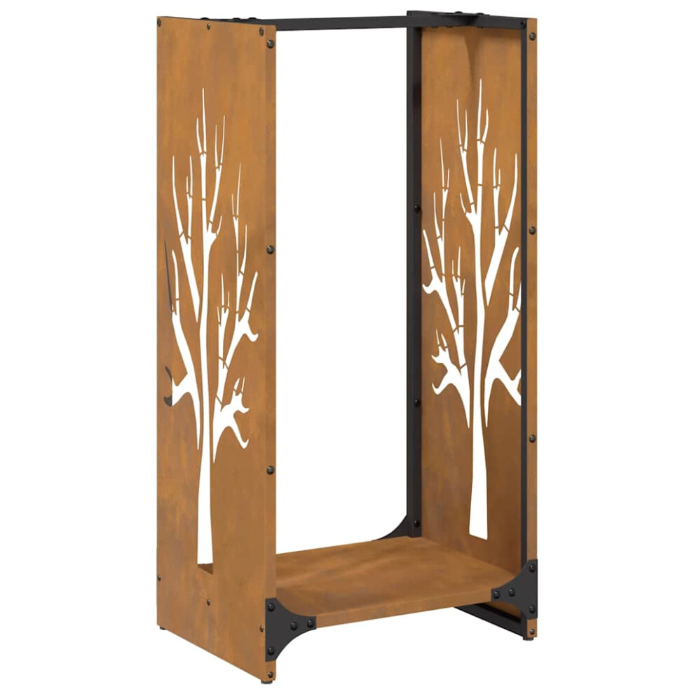 Vidaxl Firewood Rack 40X30x80 Cm Weathering Steel Fireplace Log Holder