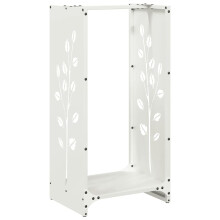 vidaXL Firewood Rack White 40x30x80 cm Cold-rolled steel fireplace log holder