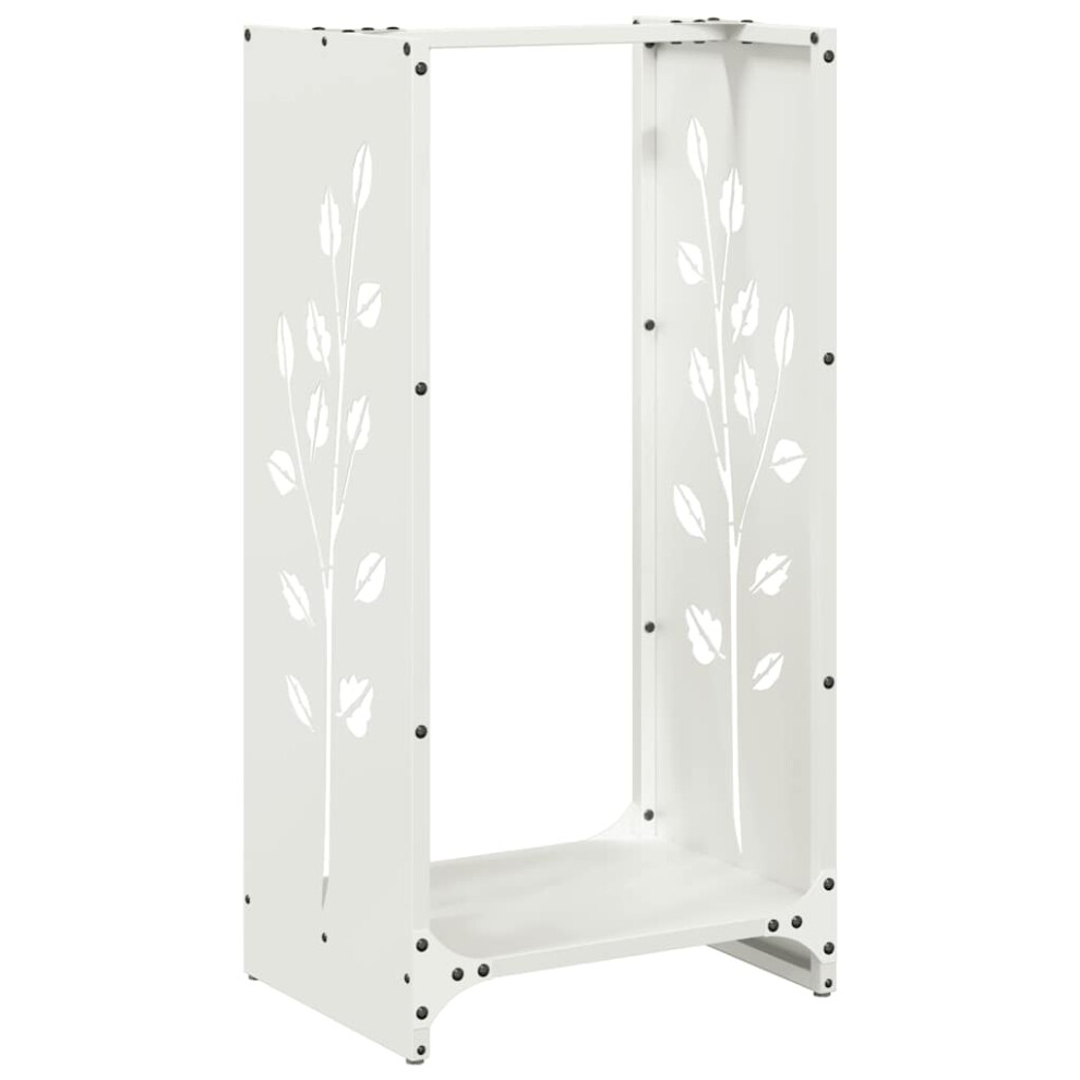 Vidaxl Firewood Rack 40X30x80 Cm Cold-Rolled Steel Fireplace Log Holder White