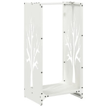 vidaXL Firewood Rack White 40x30x80 cm Cold-rolled steel fireplace log holder