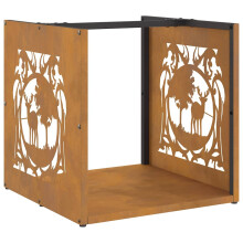 vidaXL Firewood Rack 40x40x40 cm Weathering Steel fireplace log holder