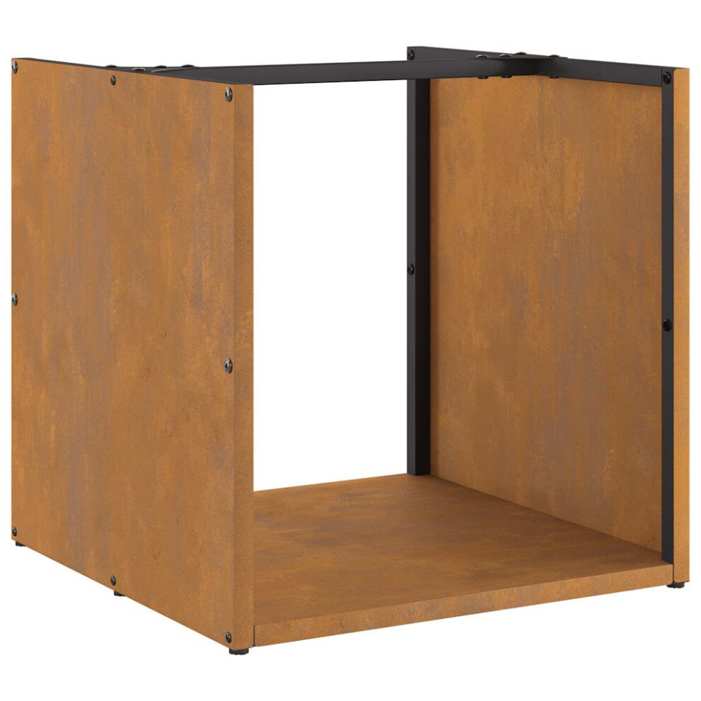 Vidaxl Firewood Rack 40X40x40 Cm Weathering Steel Fireplace Log Holder